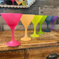 Neon frosted glass martini glasses set of 6 - retro glasses - cocktail glasses - MCM glasses - martini glasses - bar glasses - 90s glasses