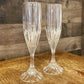 Pair of Mikasa crystal Park Lane faceted short stem heavy champagne fluted glasses - elegant glasses - bar glasses - bar cart glasses