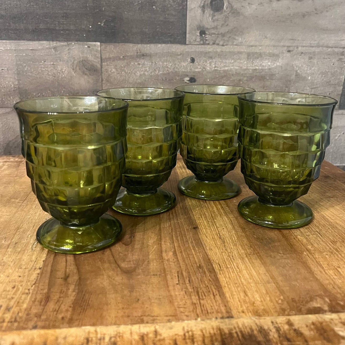 Colony Whitehall Green Avocado Footed Tumblers - Set of 4