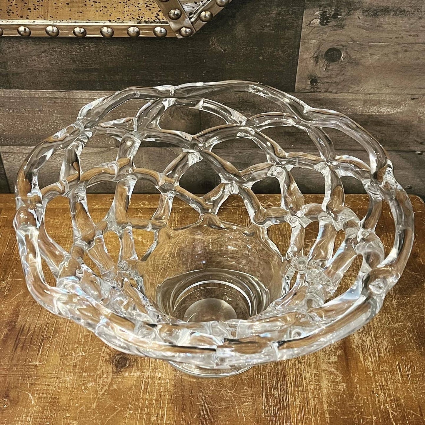 Vintage Murano style large wed glass blown bowl