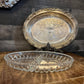 Vintage Silver Gifts silverplate oval tray with crystal glass divided insert