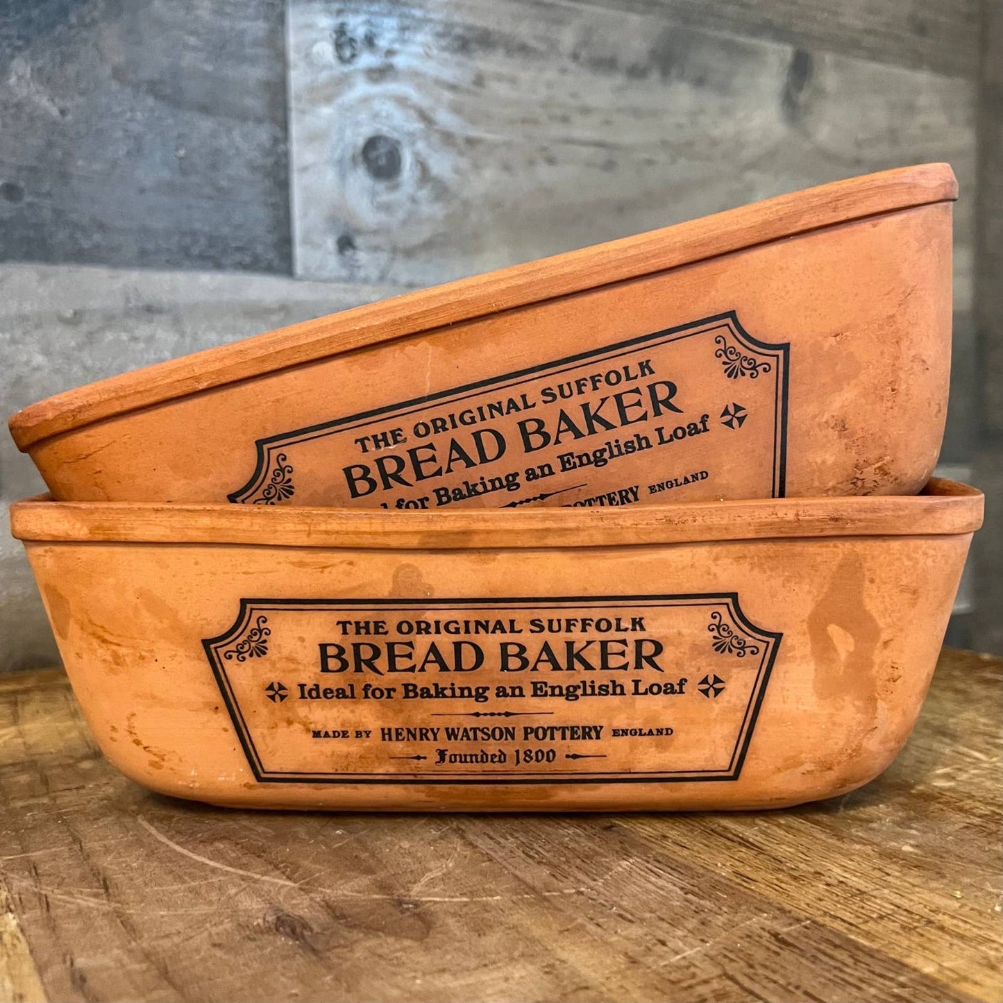 The Original Suffolk Bread Baker by Henry Watson Pottery terracotta bread pan - pair