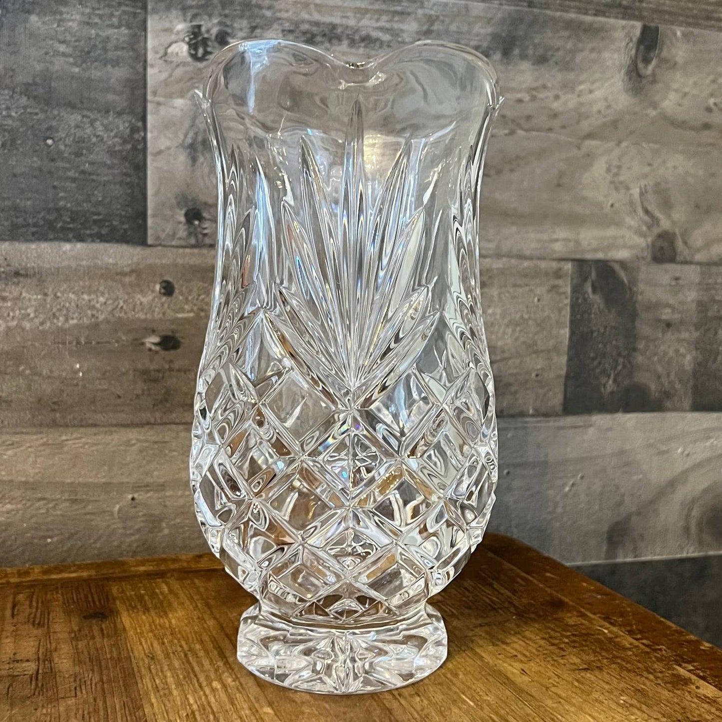 Crystal scallop rim cut to clear heavy pitcher