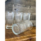 Set of 4 ribbed flared rim clear glass tall tumblers