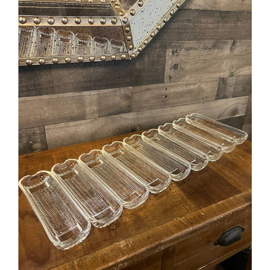 Vintage clear glass corn on the cob holders set of 9