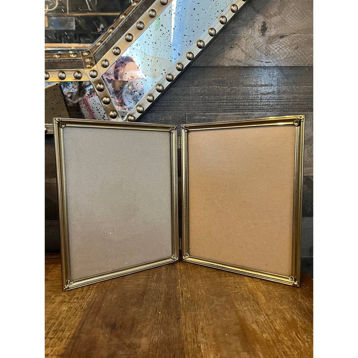 Large brass rectangle double frame picture frame