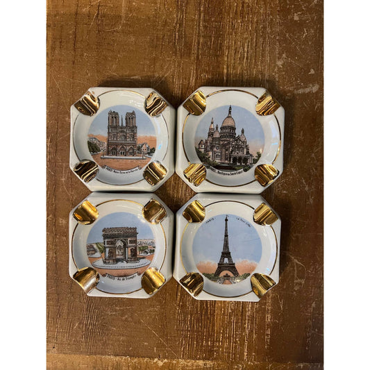 Limoges France set of 4 cityscape ashtrays