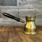 Vintage brass butter warmer with wooden handle