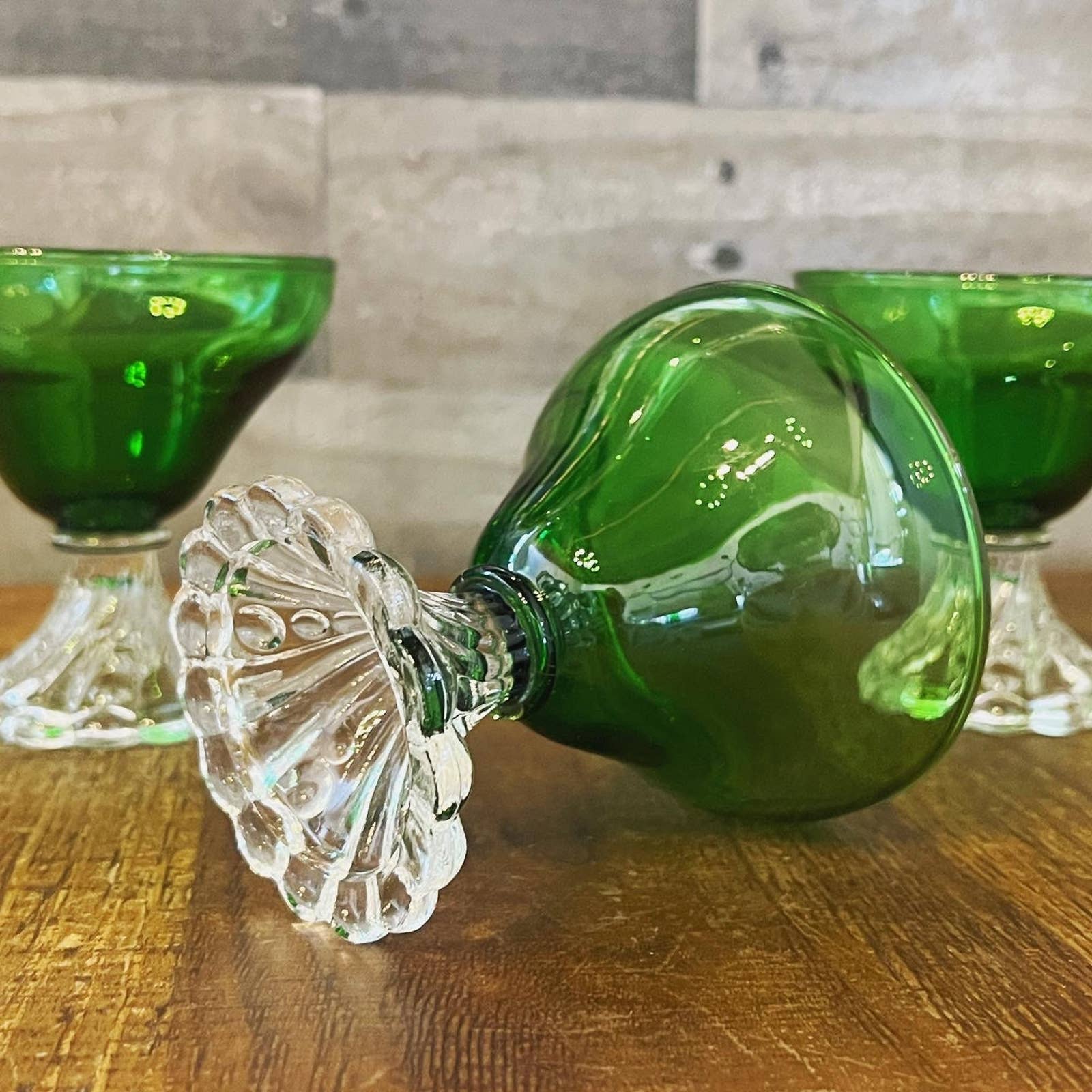 Vintage Anchor Hocking Emerald Green Juice/Wine Glass Set Of hot 8