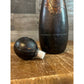 Vintage lion crest Italian leather decanter bottle with leather stopper