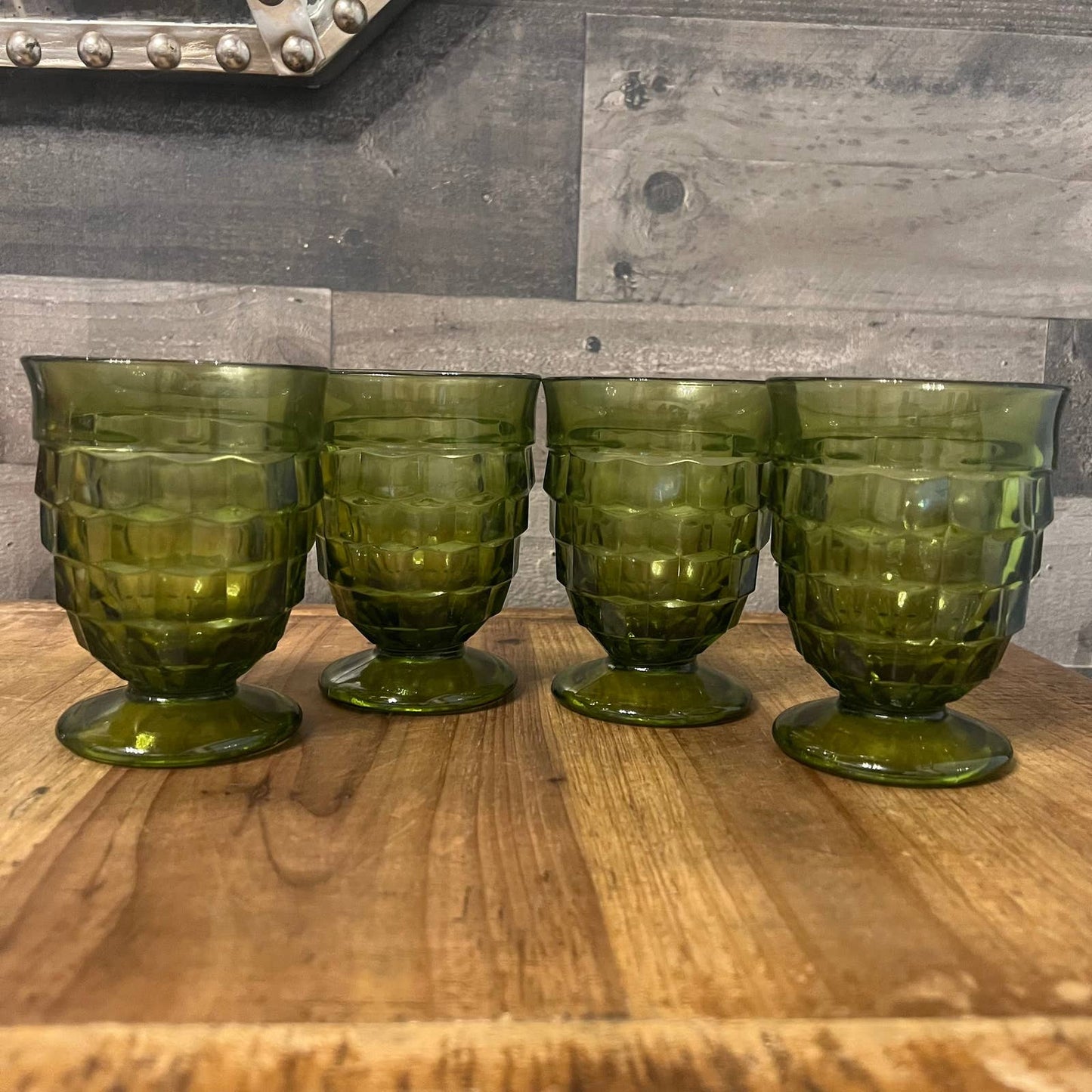 Colony Whitehall Green Avocado Footed Tumblers - Set of 4