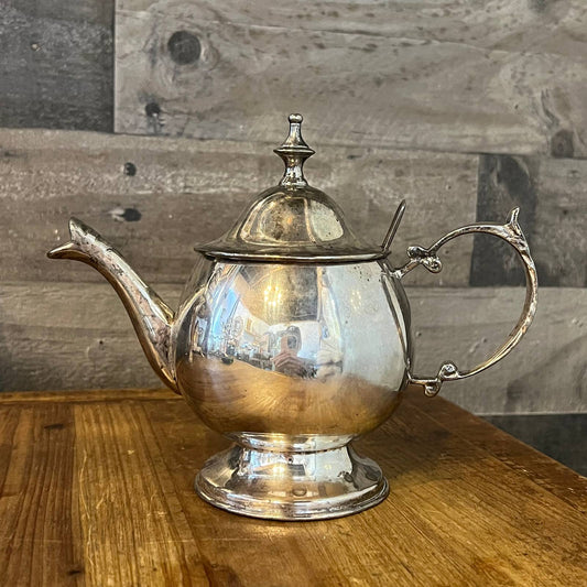 Vintage Silver Plated Small Lidded Teapot and Spoon