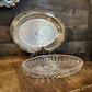 Vintage Silver Gifts silverplate oval tray with crystal glass divided insert