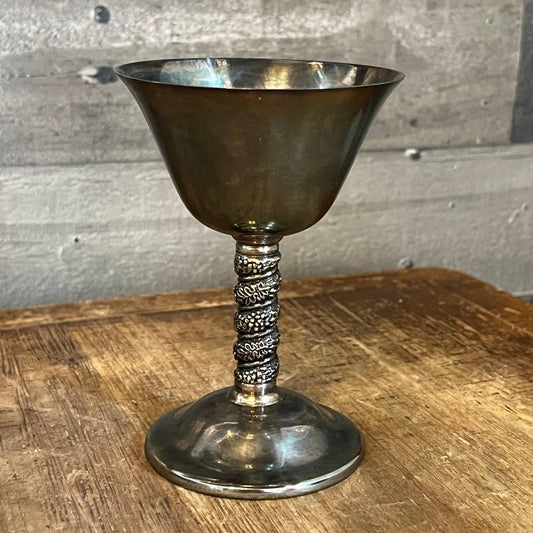 Vintage silver plated grapevine stem goblet