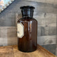 Vintage large brown glass apothecary bottle with stopper - Tincture of Valerian pharmacy bottle