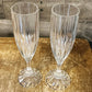 Pair of Mikasa crystal Park Lane faceted short stem heavy champagne fluted glasses - elegant glasses - bar glasses - bar cart glasses