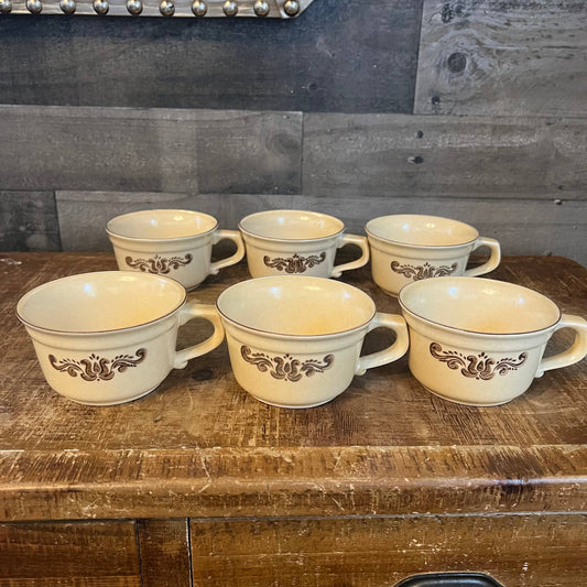 Pfaltzgraff Village pattern vintage teacups - mugs - set of 6