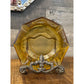 Vintage hexagon chunky 4 slot amber glass ashtray