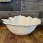 Creamy white earthenware leaf bowl