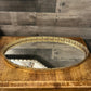 Vintage Gold Tone Rim Mirrored Oval Vanity Tray