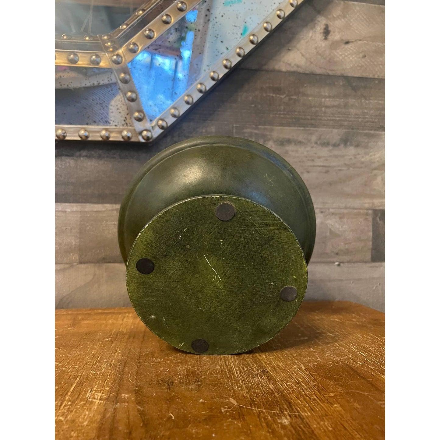 Vintage green pedestal trinket holder dish