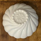 Vintage Hazel Atlas white milk glass swirl pattern scallop rim bowl