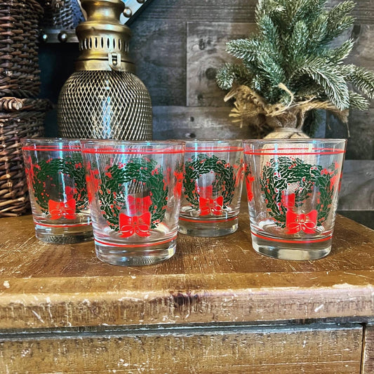 Libbey wreath and bow glasses - set of 4