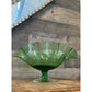 Vintage green glass oval wavy rim compote dish