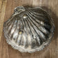 Vintage silverplated hinged clam shell butter dish with spoon and glass insert - caviar dish - condiment server