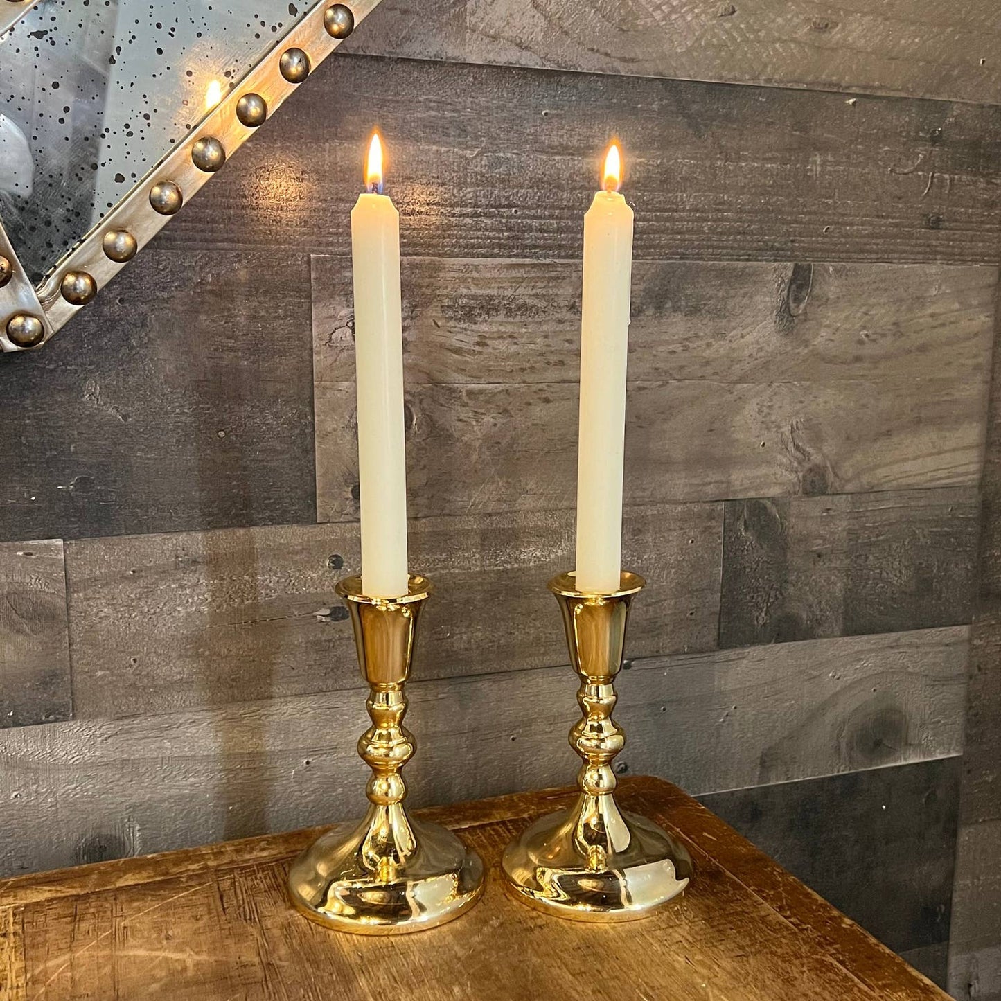 Vintage brass candlestick holders - pair