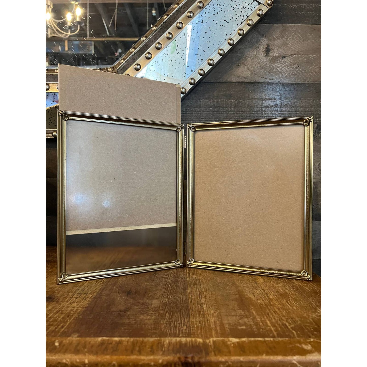 Large brass rectangle double frame picture frame