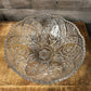 Vintage heavy large pressed glass scallop rim bowl - leaf motif bowl