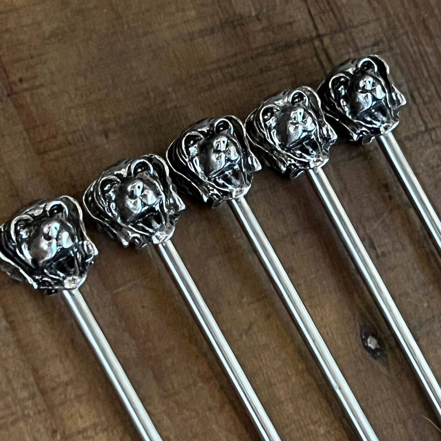 Vintage silver plated dog head skewers - 5