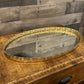 Vintage Gold Tone Rim Mirrored Oval Vanity Tray