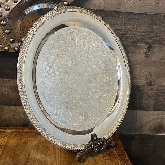 Vintage silverplated round serving tray