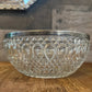 Vintage silver plated rim clear crystal glass bowl