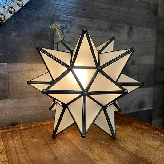 Vintage frosted glass metal frame pendant star lamp