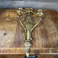 Vintage brass wall sconce double arm candlestick holder - floral and bow