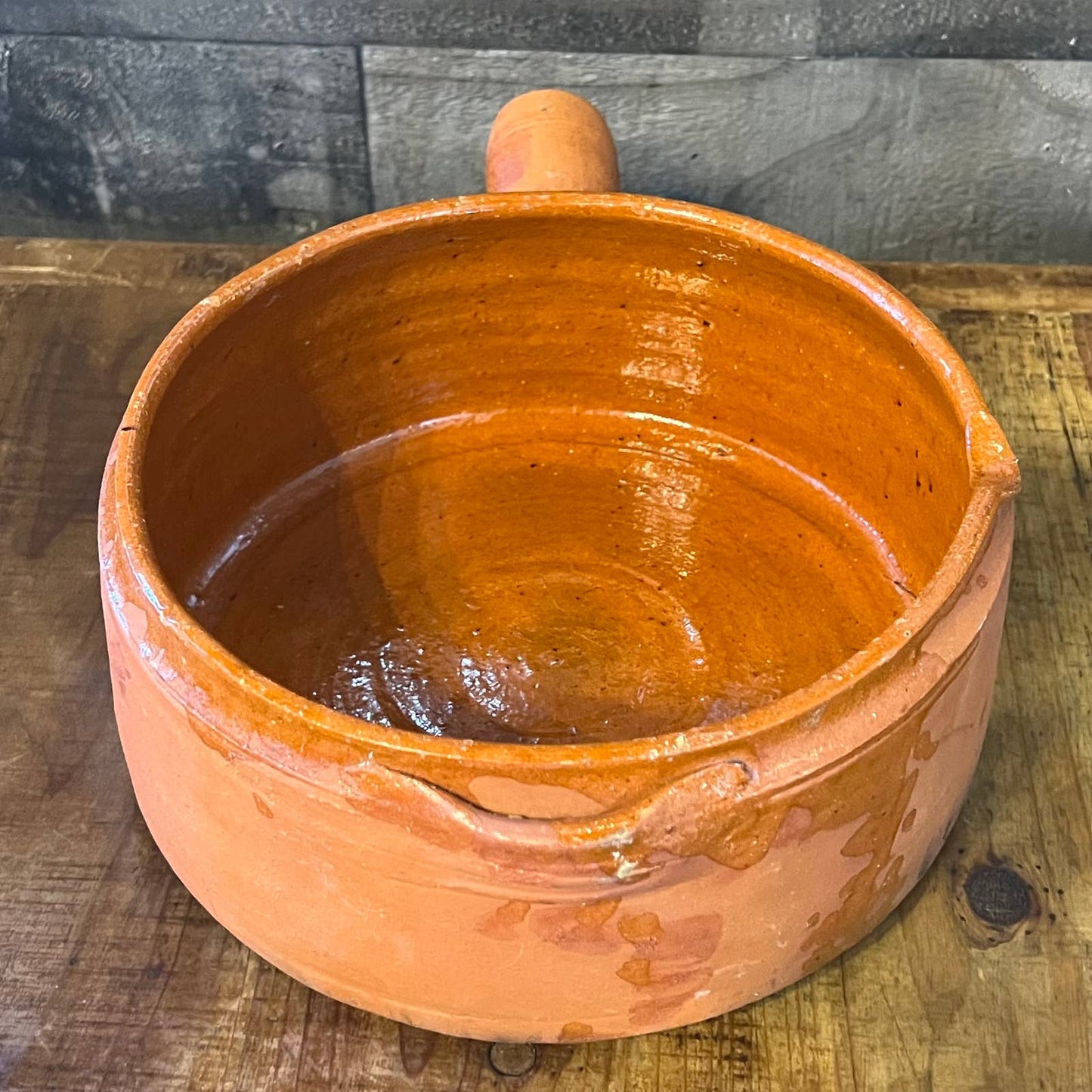 Vintage rustic style terracotta handled pan - dish