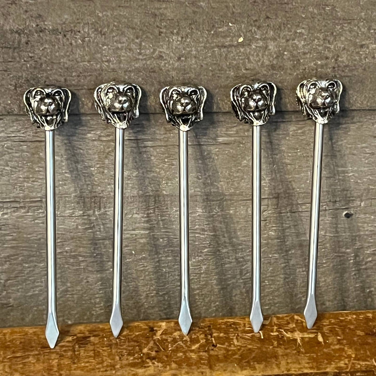 Vintage silver plated dog head skewers - 5