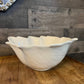 Creamy white earthenware leaf bowl