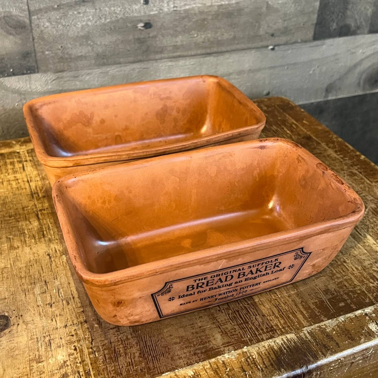 The Original Suffolk Bread Baker by Henry Watson Pottery terracotta bread pan - pair