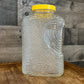 Anchor Hocking Soreno pattern clear glass refrigerator jar with yellow lid