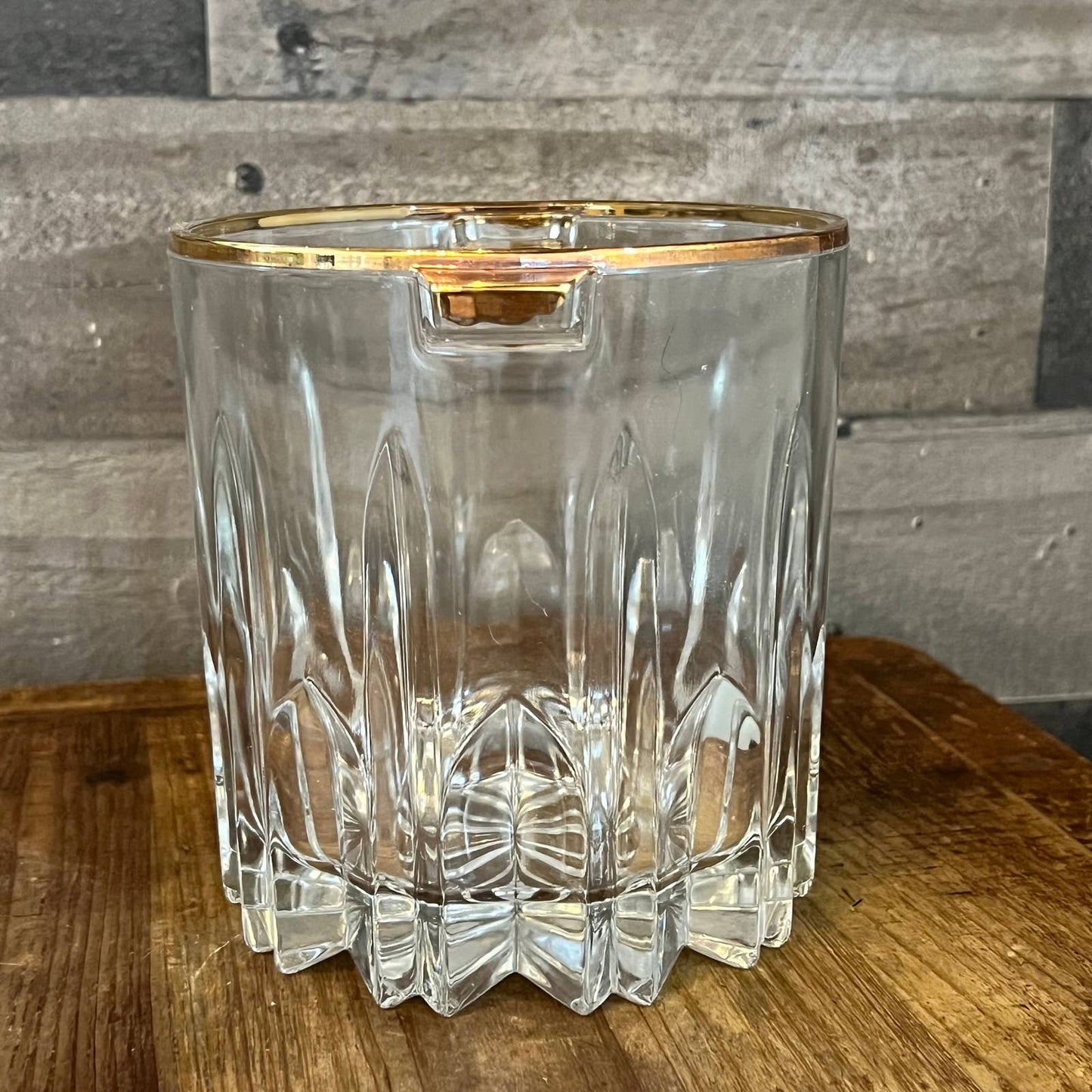 Crystal gold handled rim ice bucket - bottle holder