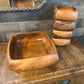 Vintage genuine monkey pod square bowl set