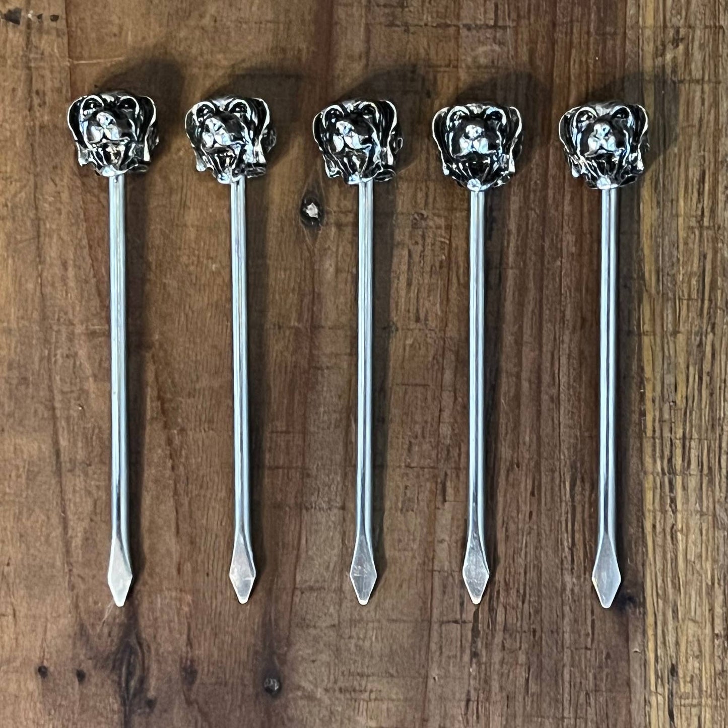 Vintage silver plated dog head skewers - 5