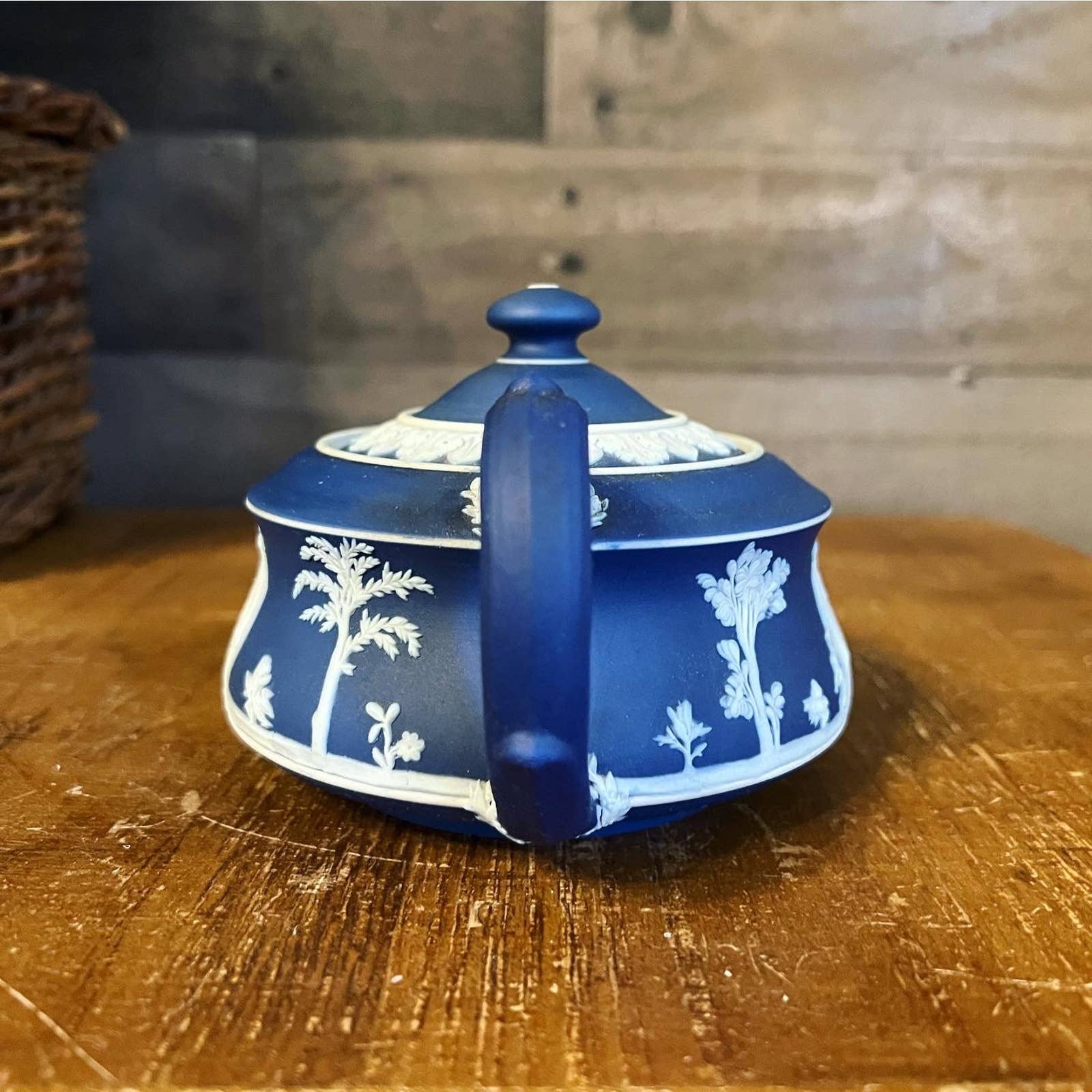 Antique Wedgwood Jasperware Cobalt on sale Teapot - Cream on Cobalt - Vintage Wedgwood - Jasperware Teapot