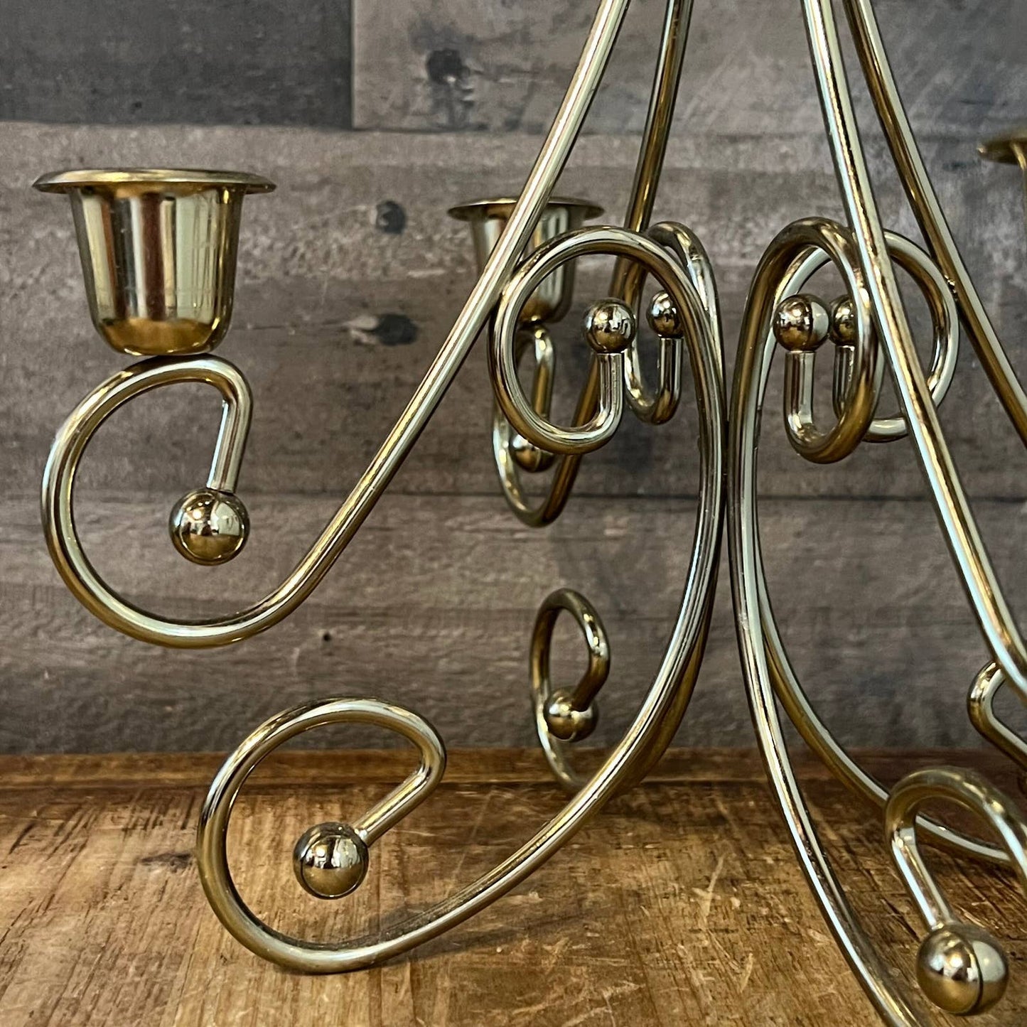 Vintage brass 5 candlestick candelabra candle holder - table centerpiece