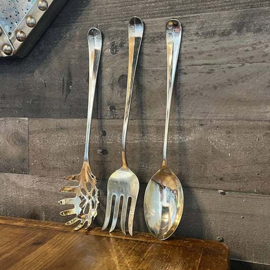 Studio Silversmiths silverplated cooking utensils - set of 3 - pasta spoon, serving spoon, serving fork