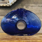 Cobalt blue glass blown donut hole oval vase